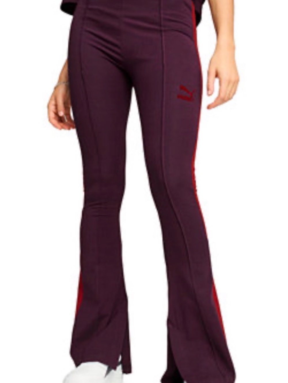 Puma Women's Plum Flared Track Pants with Red Side Stripe
